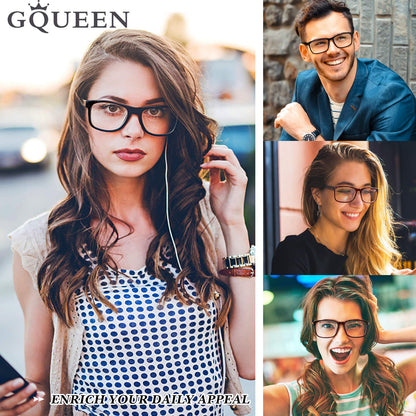 GQUEEN Glasses Without Prescription Fake Glasses Nerd Glasses Women Men UV400,PO2