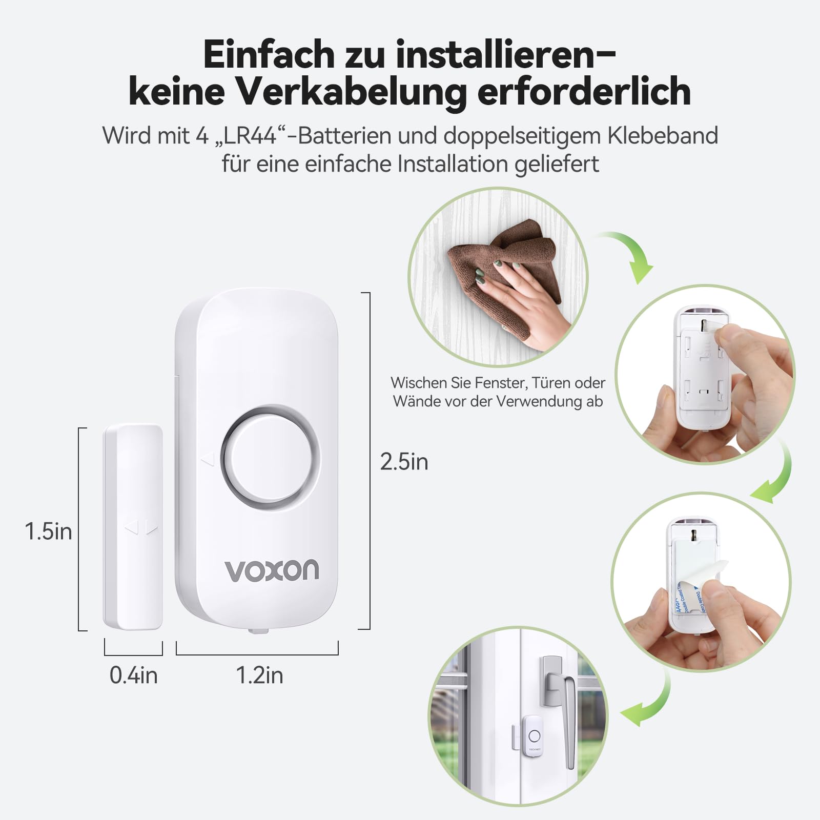 VOXON Door and Window Alarm, Easy to Install, Magnetic Anti-Theft Door and Window Alarm with 100 dB Volume for Child Safety