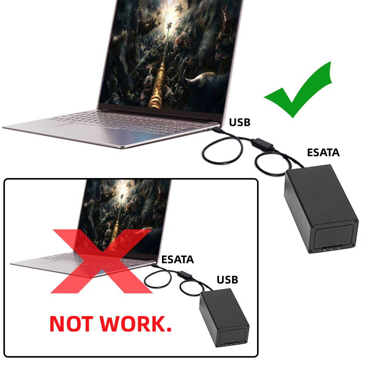 chenyang USB 3.0 to Power eSATA Adapter USB to HDD/SSD/ODD Converter eSATA to USB Cable 1.0M