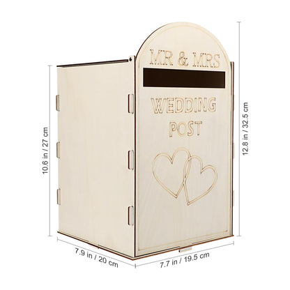 Wooden Wedding Card Box Detachable Money Box with Key