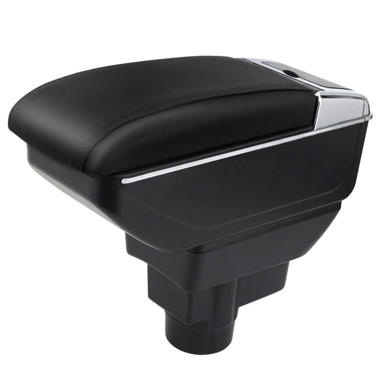 Car Armrests for Corsa D 2006-2014 Double Layer Center Console Large Storage Box Black Stitching