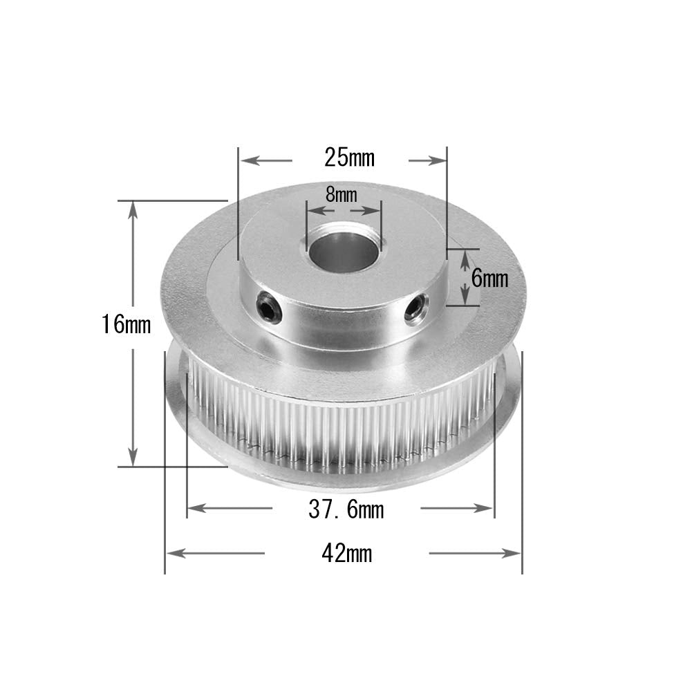 GT2 Timing Belt Pulley Kit Aluminium 60T for 6mm Belt – 8mm Bore
