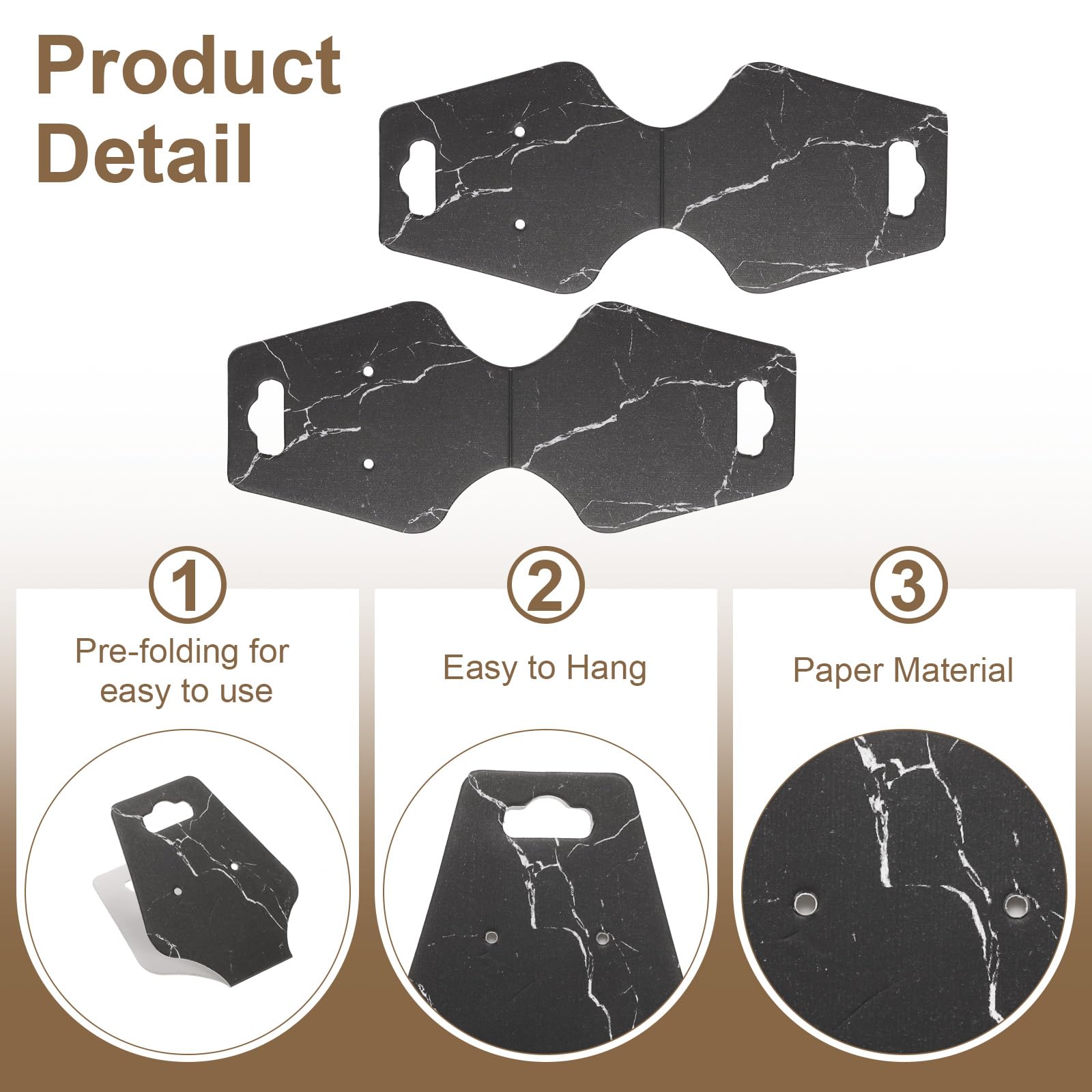 Bracelet Display Cards Marble Paper Packaging for Jewellery Selling – Black 100 Pack