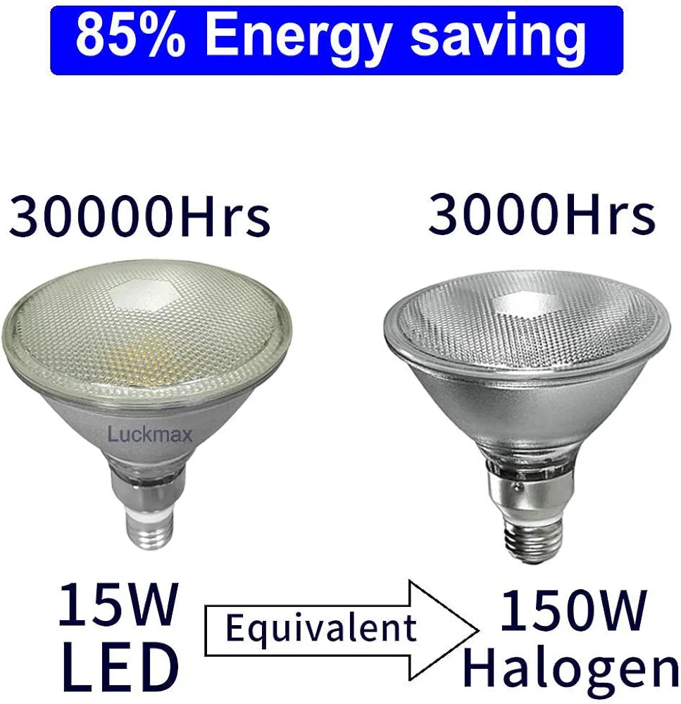LED PAR38 spuldze 15W, silti balta, ūdensizturīga (2 gab.)