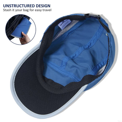 Women’s UPF50+ Baseball Cap Quick-Dry Reflective Ponytail – Blue M/L