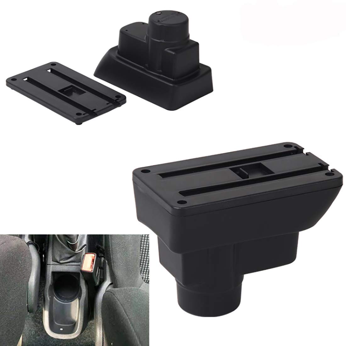 Car Armrests for Corsa D 2006-2014 Double Layer Center Console Large Storage Box Black Stitching
