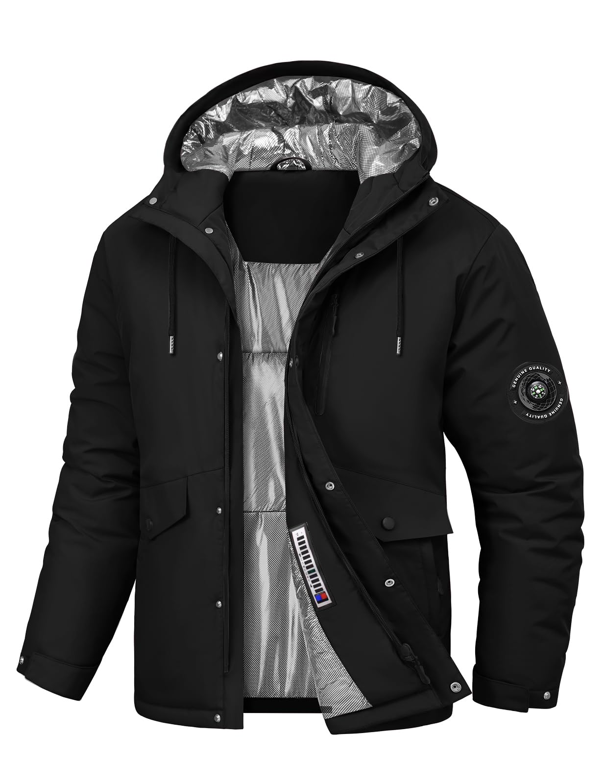 Men's Waterproof Winter Ski Jacket Thermal Windproof with Detachable Hood