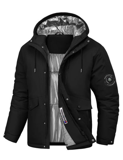 Men's Waterproof Winter Ski Jacket Thermal Windproof with Detachable Hood