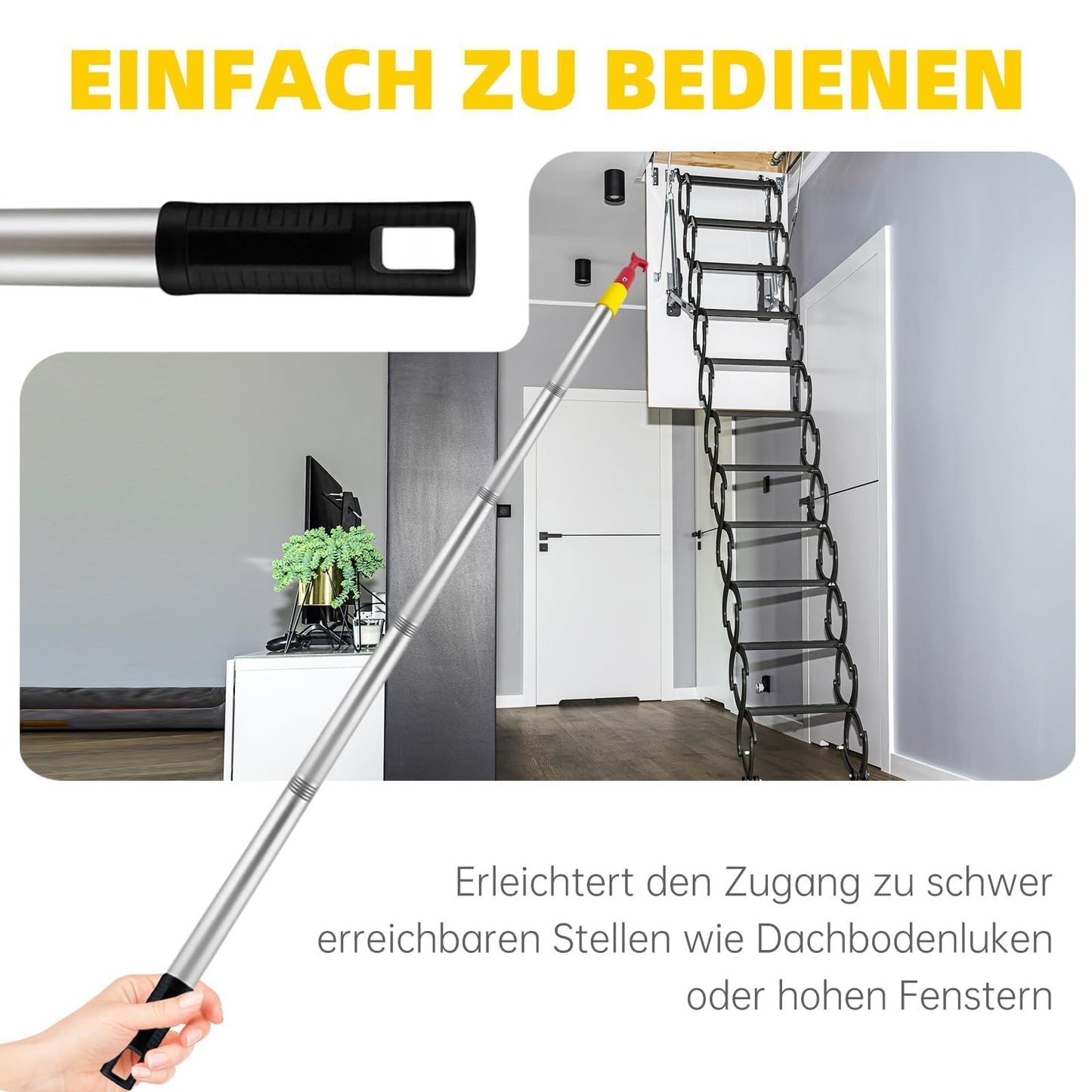 Attic Hatch Pull Rod 5-Piece Hook for Loft Stairs – 139 cm
