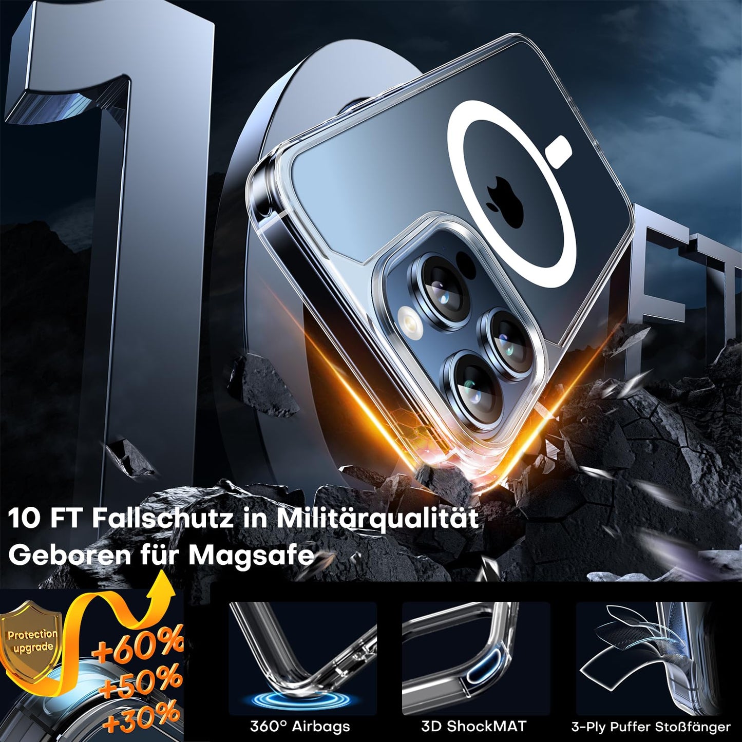 TAURI 3 in 1 Kit Magnetica Cover for iPhone 15 Pro [Compatibile with MagSafe] with 2 Pellicola in Vetro Temperato, Custodia