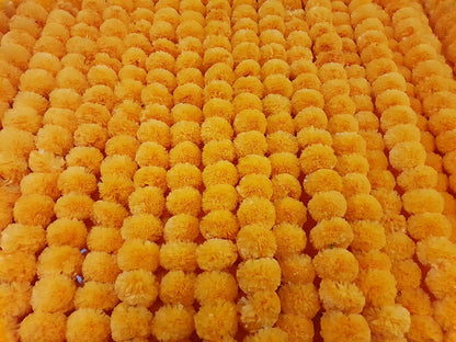 Decoration Craft 5pcs Artificial Light Orange Marigold Garlands 152cm Long for Party, Indian Wedding, Indian Theme