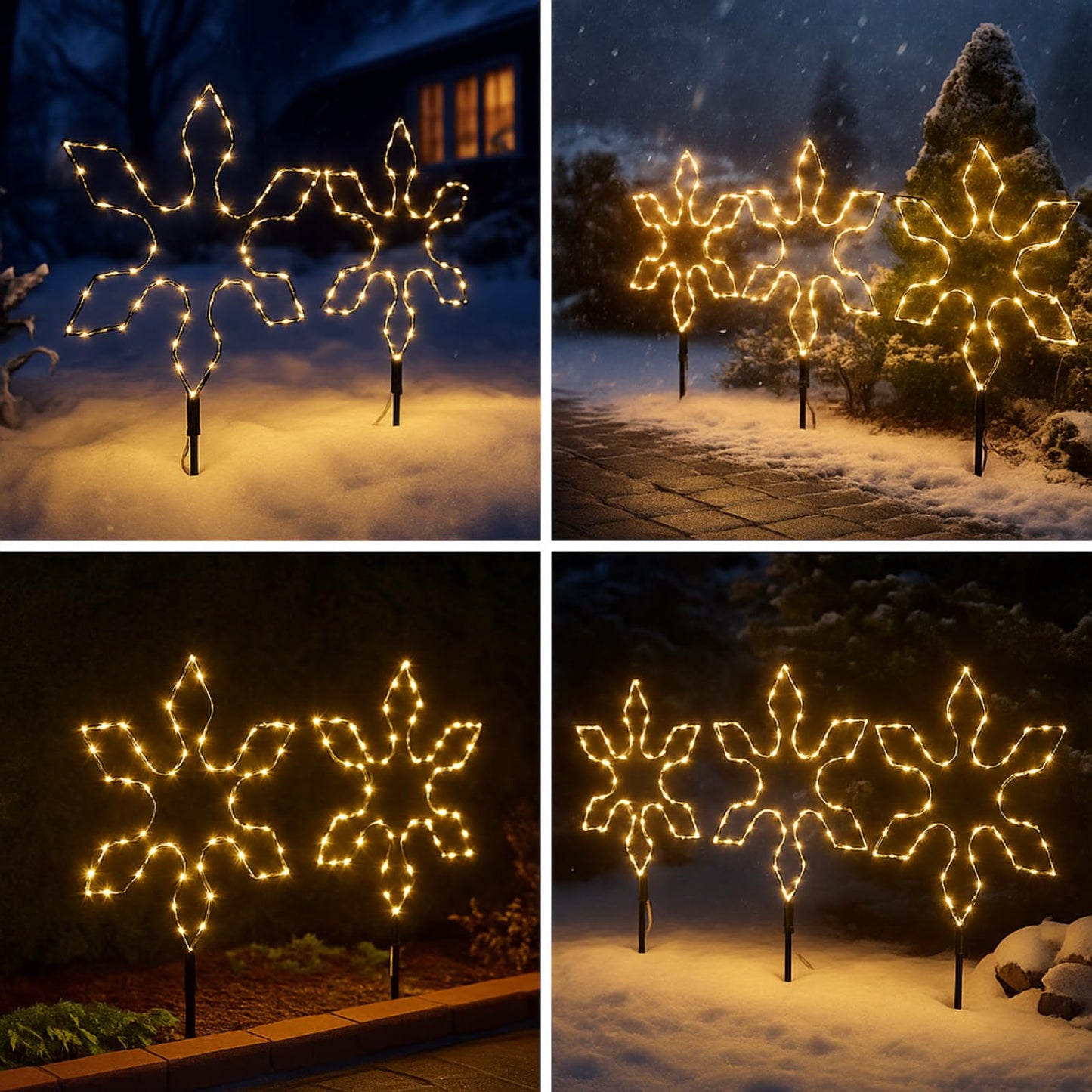 LED Snowflake Garden Stake with Timer Decorative Lighting – White