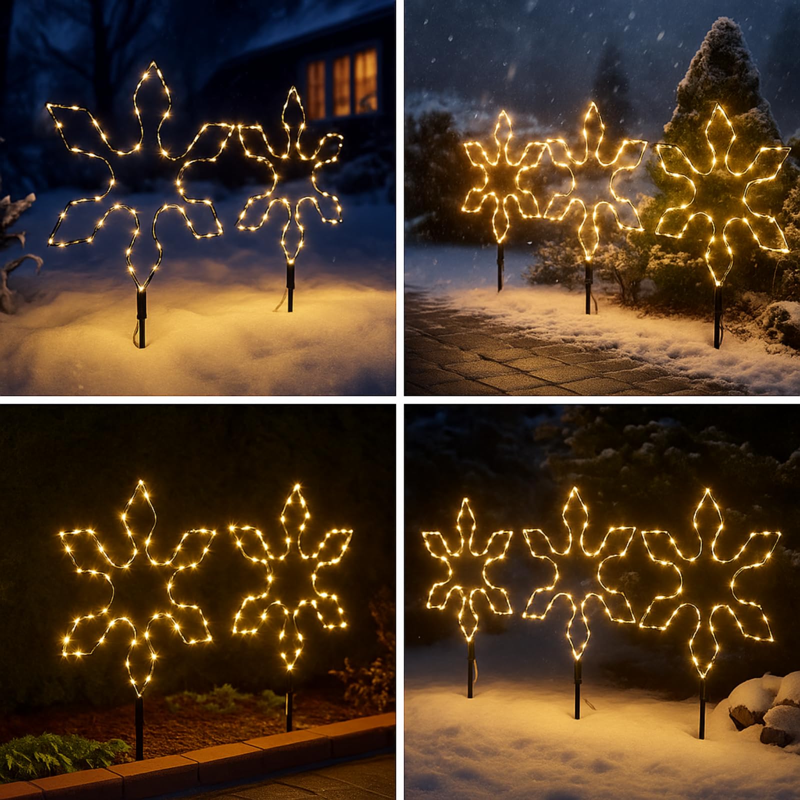 LED Snowflake Garden Stake with Timer Decorative Lighting – White