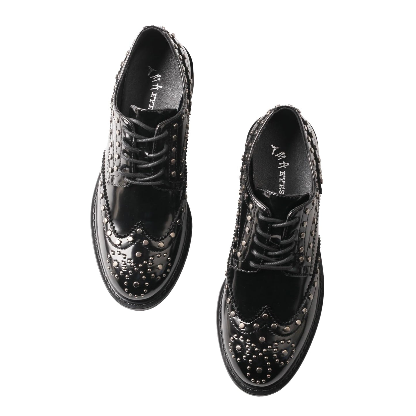 Women's Lace-Up Low Heel Business Shoes Leather-Look Personalised Detail – Black 39
