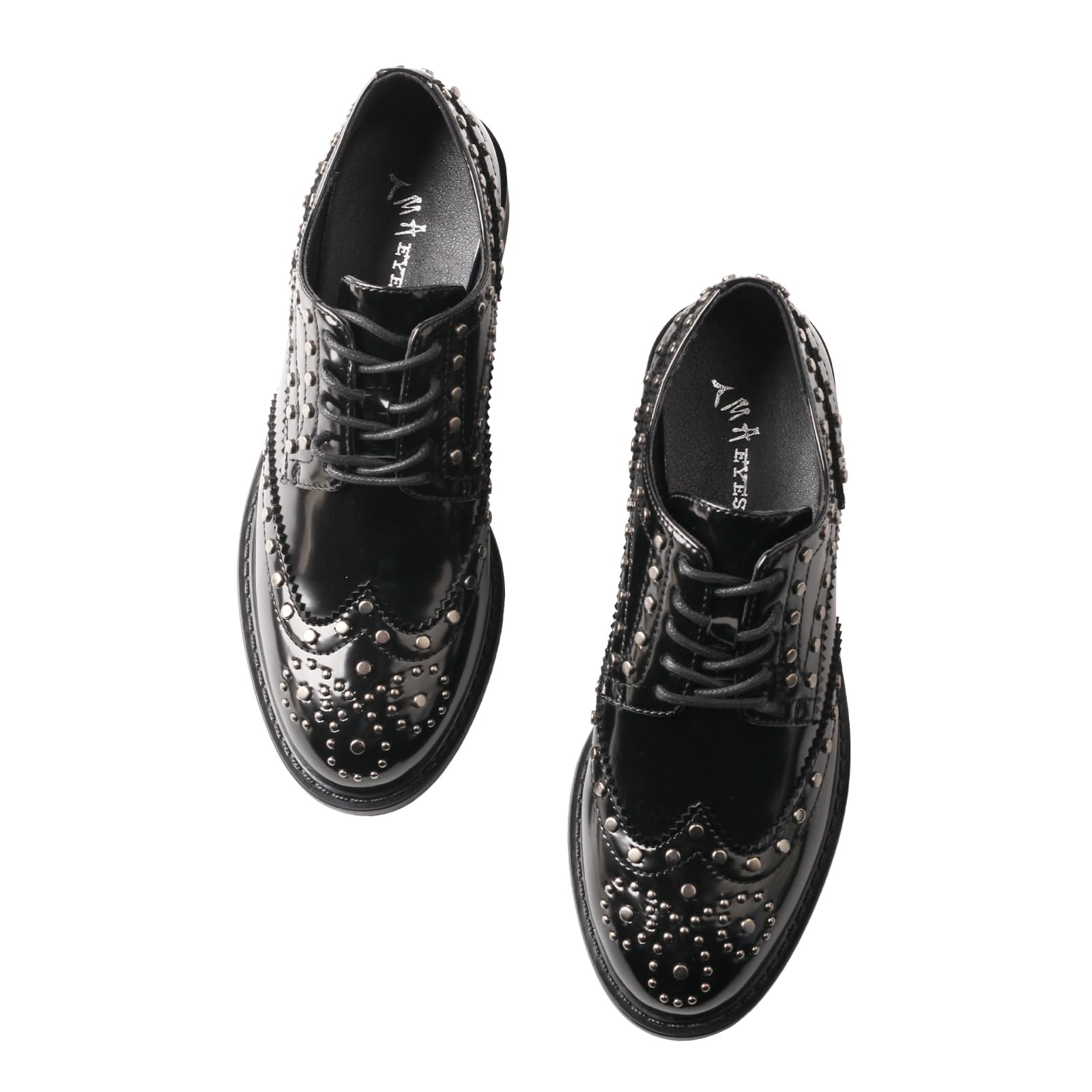 Women's Lace-Up Low Heel Business Shoes Leather-Look Personalised Detail – Black 39