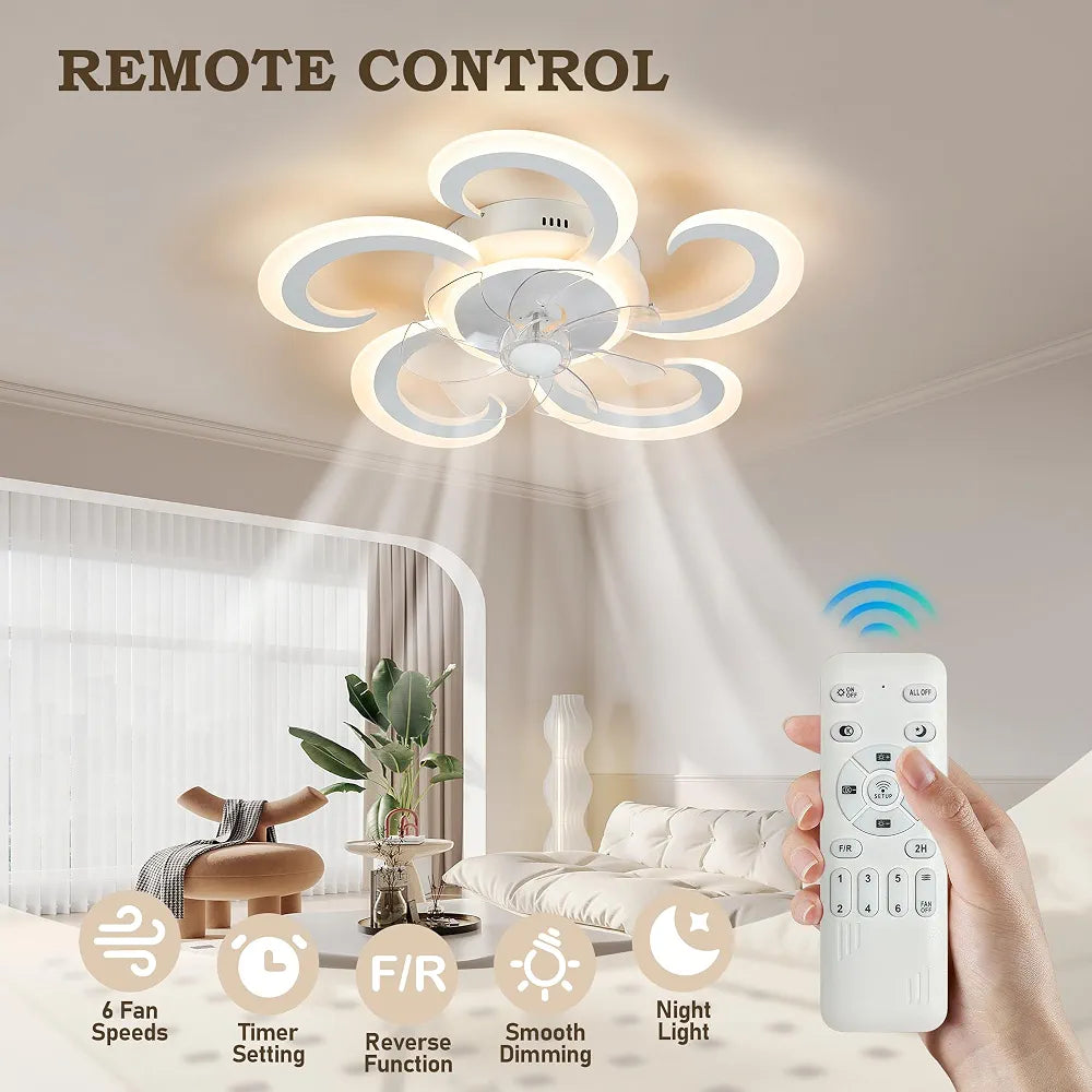 Ceiling Fan with Lighting, LED Ceiling Light Dimmable 3000 K - 6000 K, Ceiling Lamp with Fan, Lamp Living Room with Remote Control 50 W (37 + 13) 3600 lm for Bedroom, Kitchen, Hallway, 62 cm