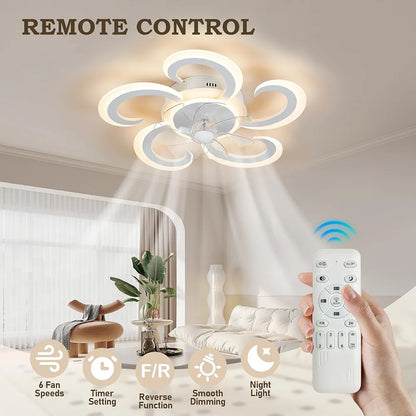Ceiling Fan with Lighting, LED Ceiling Light Dimmable 3000 K - 6000 K, Ceiling Lamp with Fan, Lamp Living Room with Remote Control 50 W (37 + 13) 3600 lm for Bedroom, Kitchen, Hallway, 62 cm
