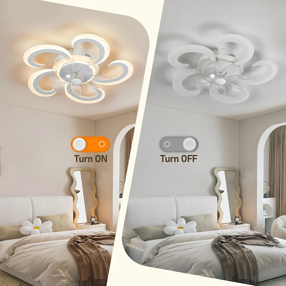 Ceiling Fan with Lighting, LED Ceiling Light Dimmable 3000 K - 6000 K, Ceiling Lamp with Fan, Lamp Living Room with Remote Control 50 W (37 + 13) 3600 lm for Bedroom, Kitchen, Hallway, 62 cm