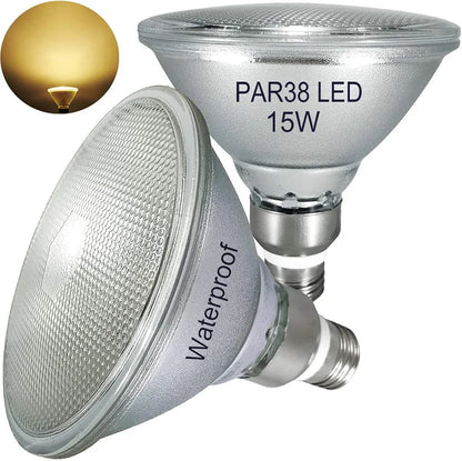 LED PAR38 spuldze 15W, silti balta, ūdensizturīga (2 gab.)