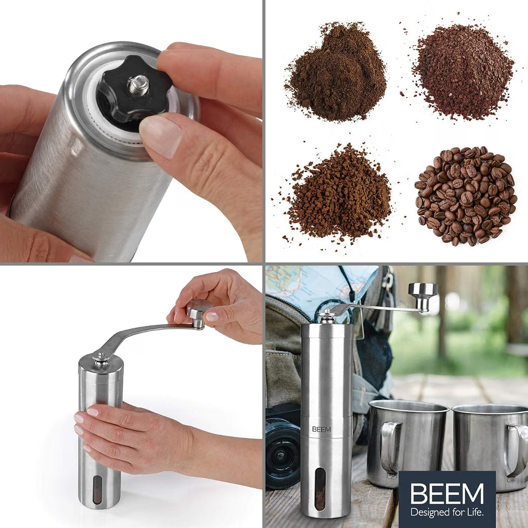 BEEM GRIND-2-GO Manuālās Kafijas Dzirnaviņas (Nerūsējošais Tērauds)