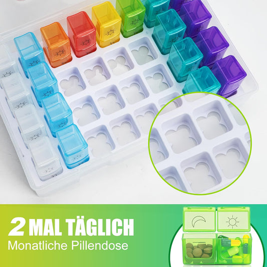 Mēneša tablešu kastīte AM/PM, 32 nodalījumi, caurspīdīga