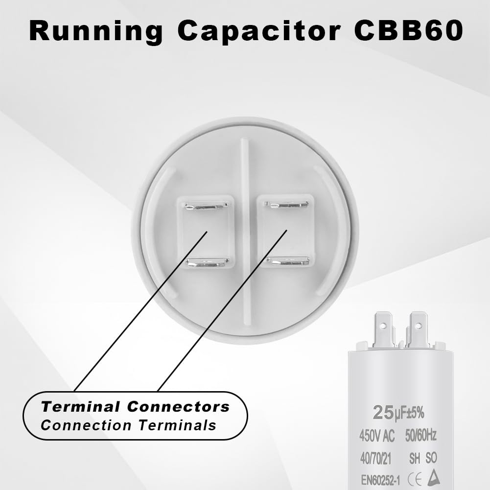 OFFCUP Motor Capacitor CBB60 25μF 450V for Electric Motors – Suitable for Pumps