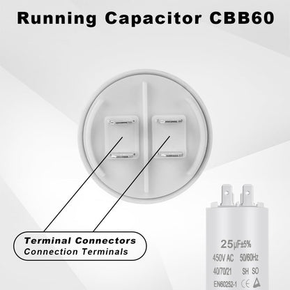 OFFCUP Motor Capacitor CBB60 25μF 450V for Electric Motors – Suitable for Pumps