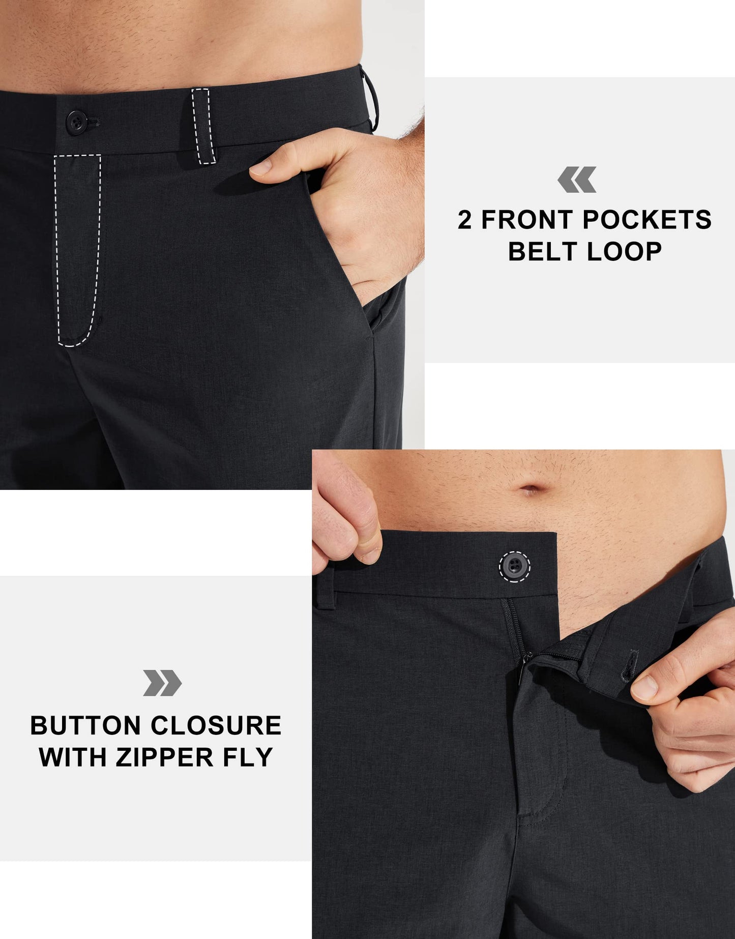 Libin Men's Slim Fit Stretch Work Dress Pants Quick Dry Lightweight – Black 30/32