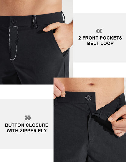Libin Men's Slim Fit Stretch Work Dress Pants Quick Dry Lightweight – Black 30/32