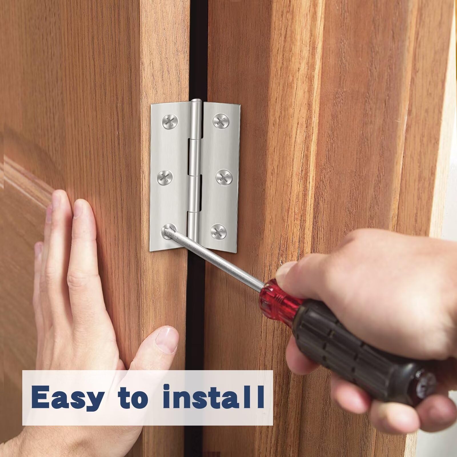 Stainless Steel Door Hinges for Wooden Doors with 60 Screws – 44mm x 31mm, 10 Pieces