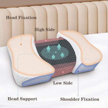 Memory Foam Pillow for Back Sleepers Anti-Aging Anti-Wrinkle Neck Support Removable Cover – Black