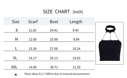 Punk Chain Cropped Halter Tank Top Choker Buckle Gothic Clubwear