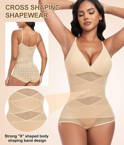 Women's Body Shaper Tummy Control Built-in Bra Breathable Shapewear Bodysuit – Skin S