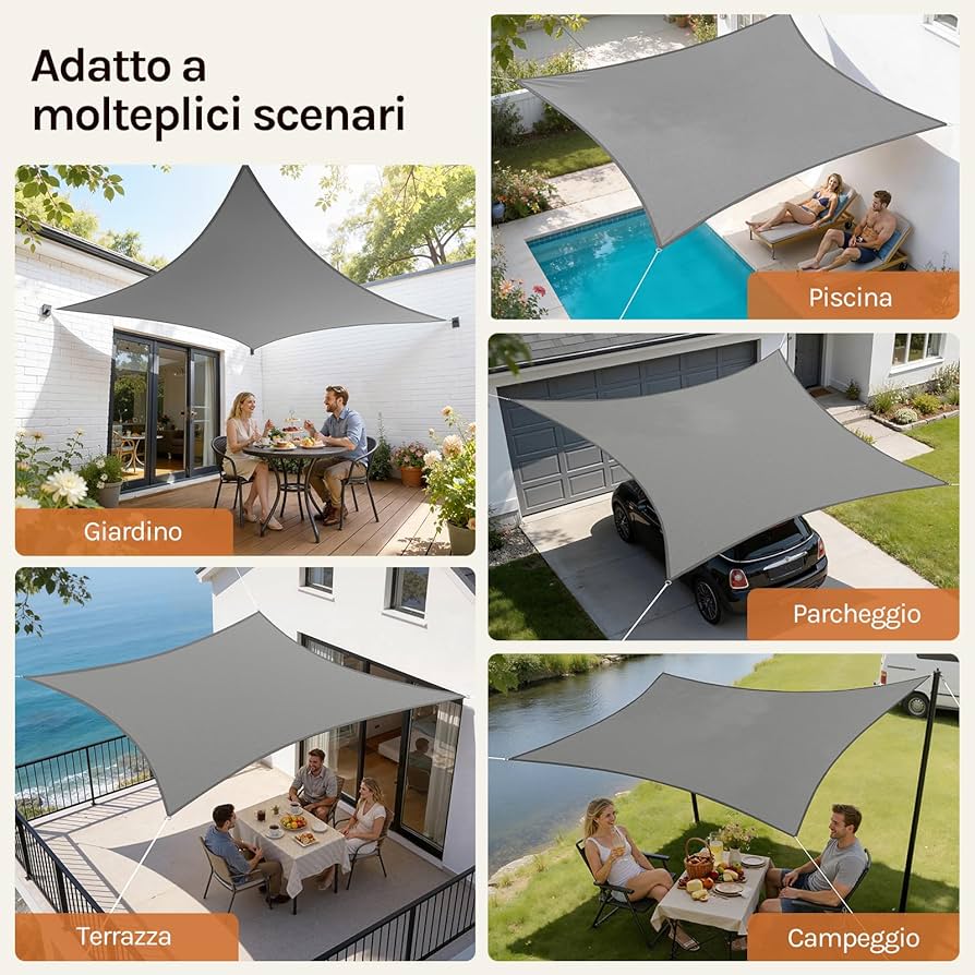 WOLTU GZS1188GR8 Saules Aizsargbura 5 × 5 m – Pelēka