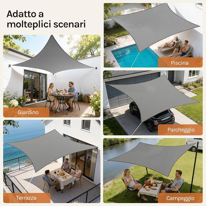 WOLTU GZS1188GR8 Saules Aizsargbura 5 × 5 m – Pelēka
