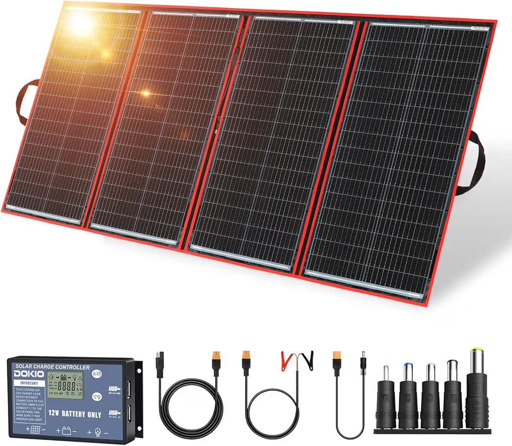 DOKIO 300W 18V Salokāms Saules Paneļu Komplekts (Monokristāliskais) (trūkst kontrolieris)