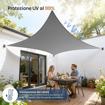 WOLTU GZS1188GR8 Saules Aizsargbura 5 × 5 m – Pelēka