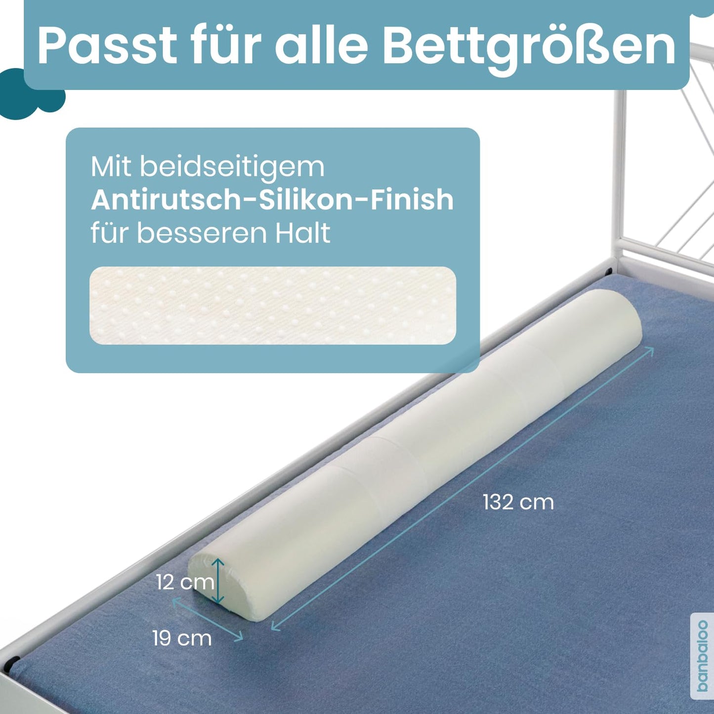 BANBALOO - Bed Guard Rail - Toddler Bed Roll, Edge Cushion with Memory Foam Padding, Bed Guard Rail - Non-Slip Portable