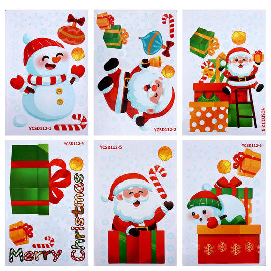 6 Sheets Christmas Window Decorations, Double-Sided Christmas Window Stickers for Glass Windows Static Clings Christmas