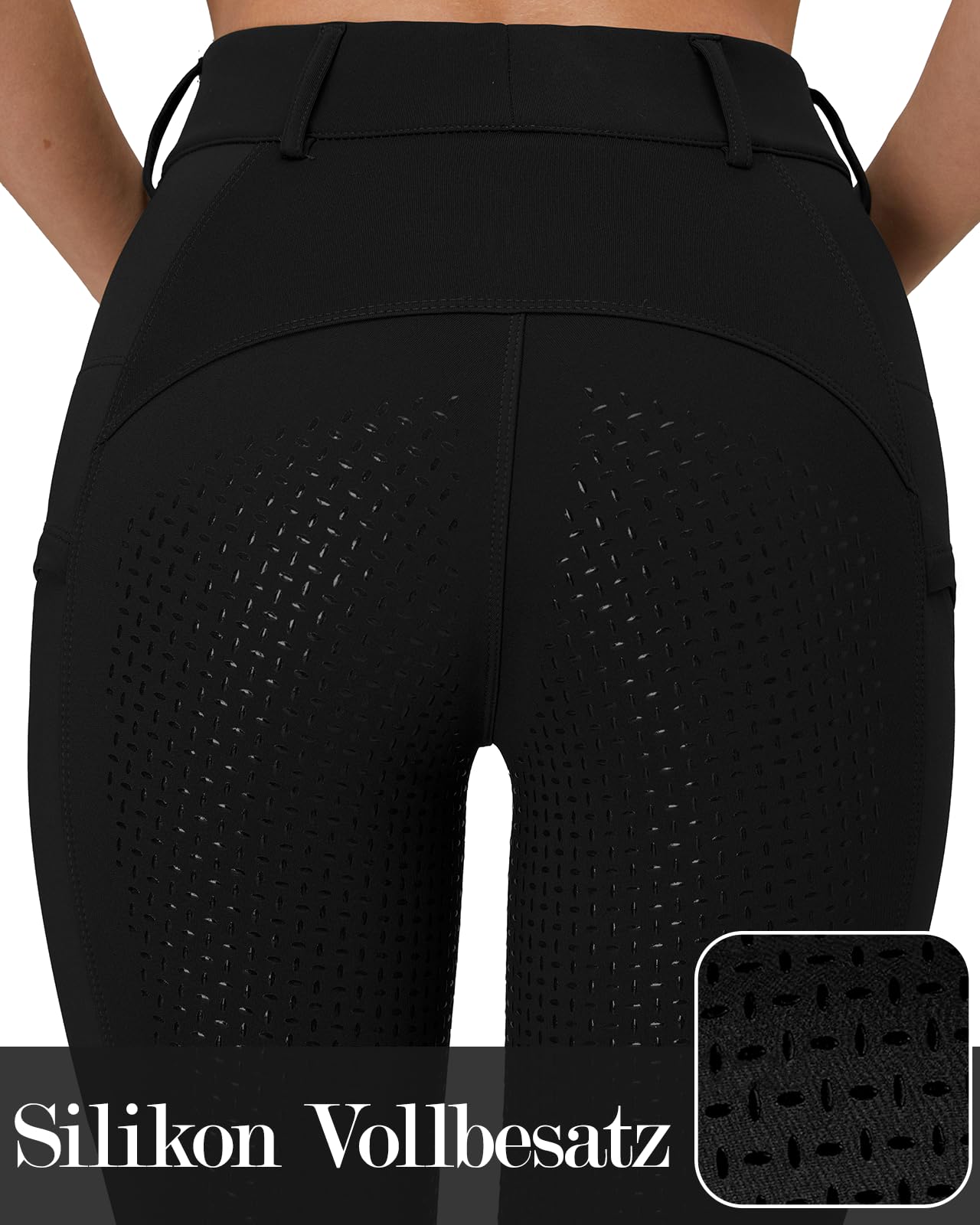 Winter riding leggings women's full seat thermal riding pants women's fleece lined waterproof with mobile phone pocket belt