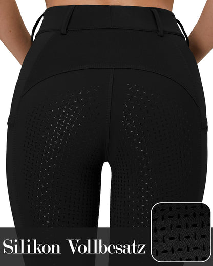 Winter riding leggings women's full seat thermal riding pants women's fleece lined waterproof with mobile phone pocket belt