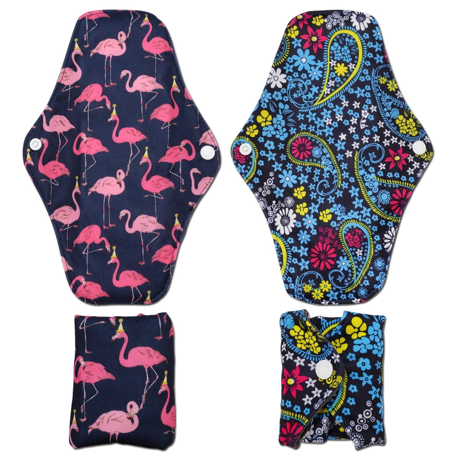 Reusable Sanitary Wipes Pads (7 in 1, 10 inch), Antibacterial Bamboo Panty Liners with Wet Bag, Heavy Flow Night Washable