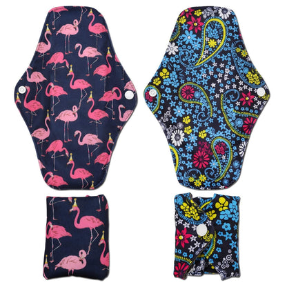 Reusable Sanitary Wipes Pads (7 in 1, 10 inch), Antibacterial Bamboo Panty Liners with Wet Bag, Heavy Flow Night Washable