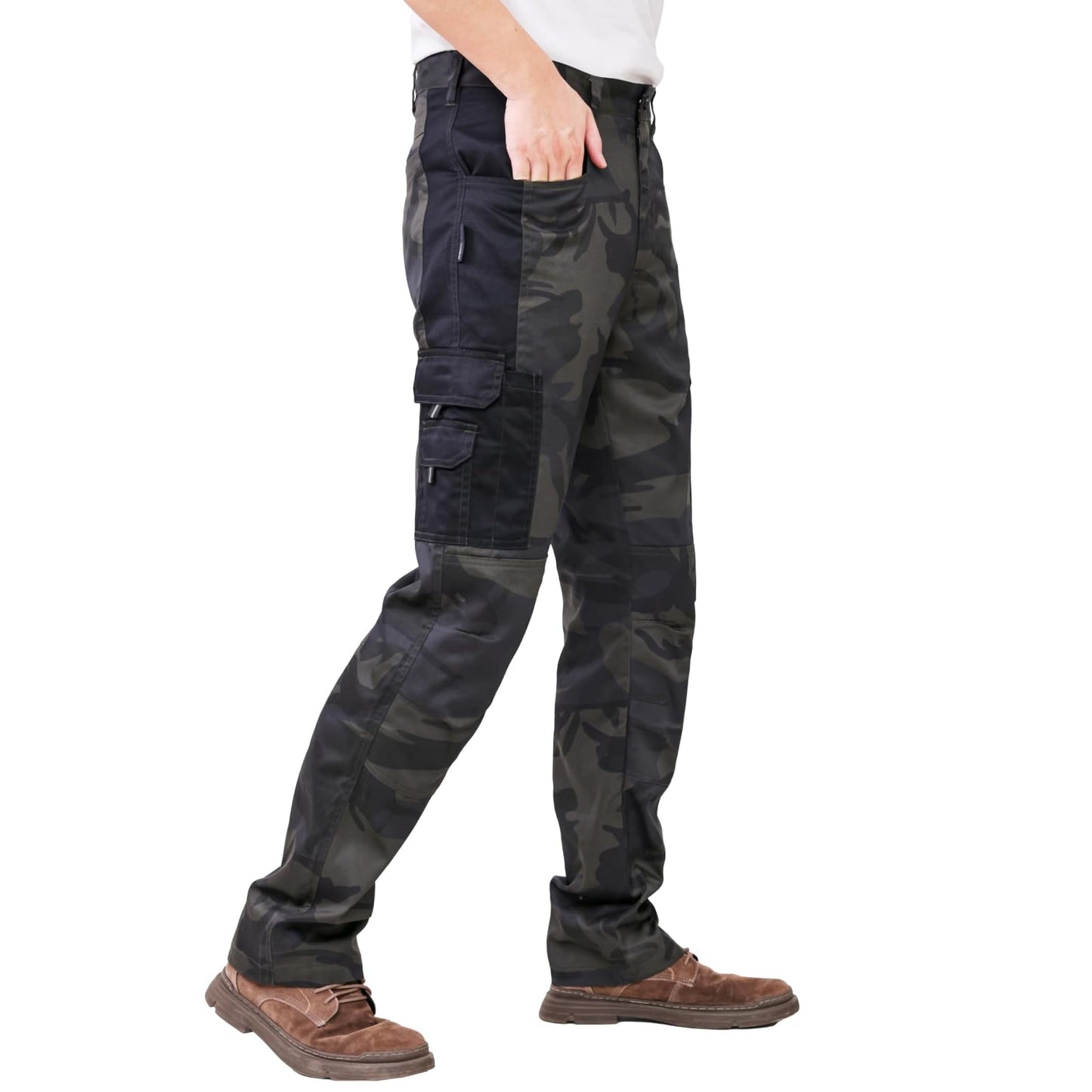 WORK IDEA Men's Work Trousers - Camouflage Trousers Men's Cargo Trousers with Inside Knee Pockets