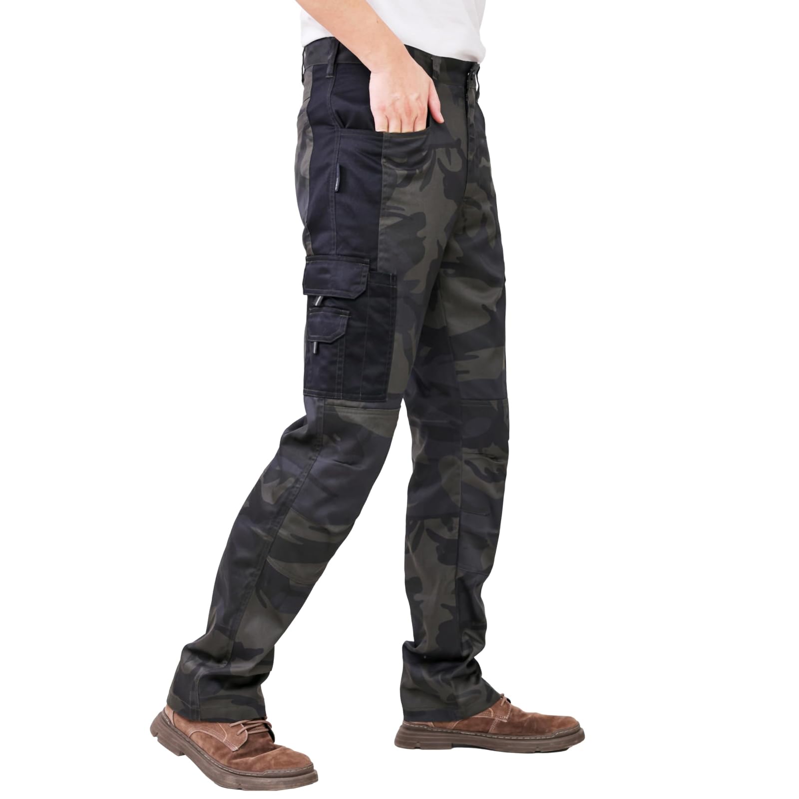 WORK IDEA Men's Work Trousers - Camouflage Trousers Men's Cargo Trousers with Inside Knee Pockets