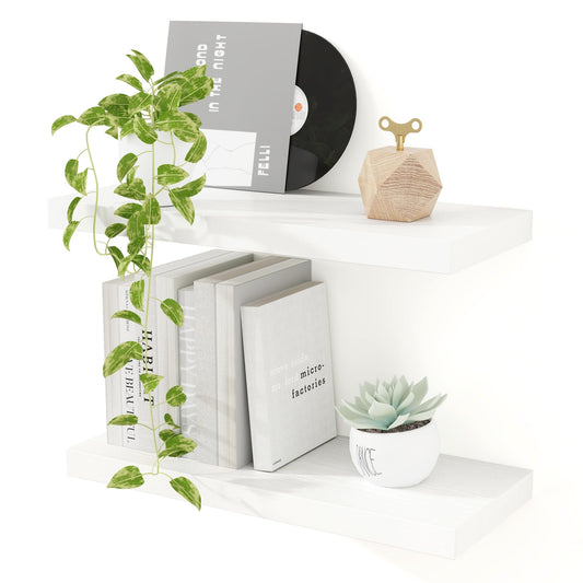 Wall Shelf Set of 2 MDF Floating Shelf – White 40cm