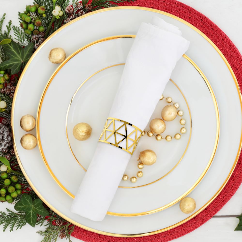 Triangle Metal Napkin Rings Set of 8 Table Decor – Gold