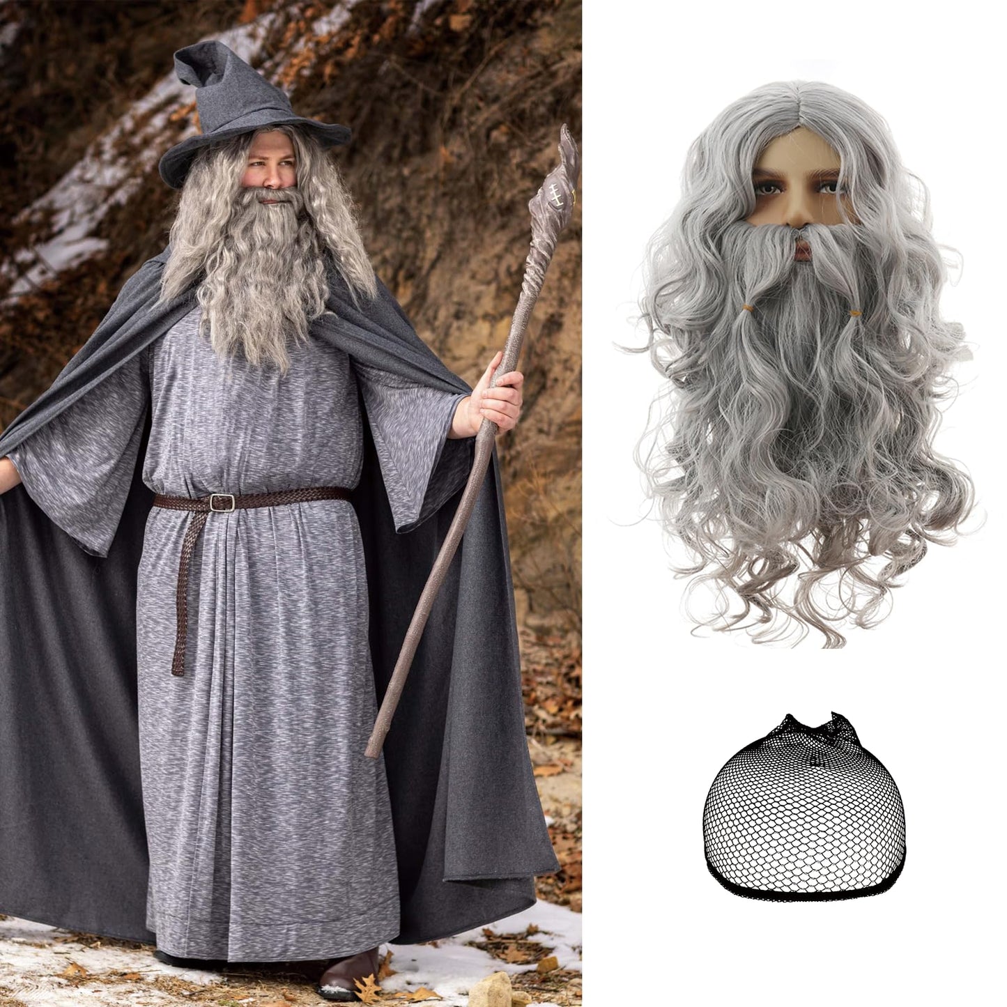 Men's Gray Curly Wig Synthetic Hair for Cosplay – Off-White