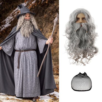 Men's Gray Curly Wig Synthetic Hair for Cosplay – Off-White