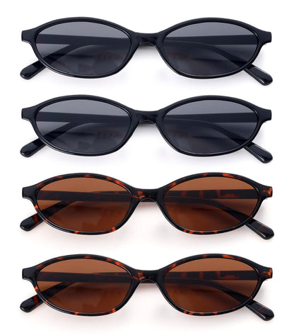 Retro 90s Sunglasses Set 4pcs Vintage Unisex Fashion Party Glasses – Black